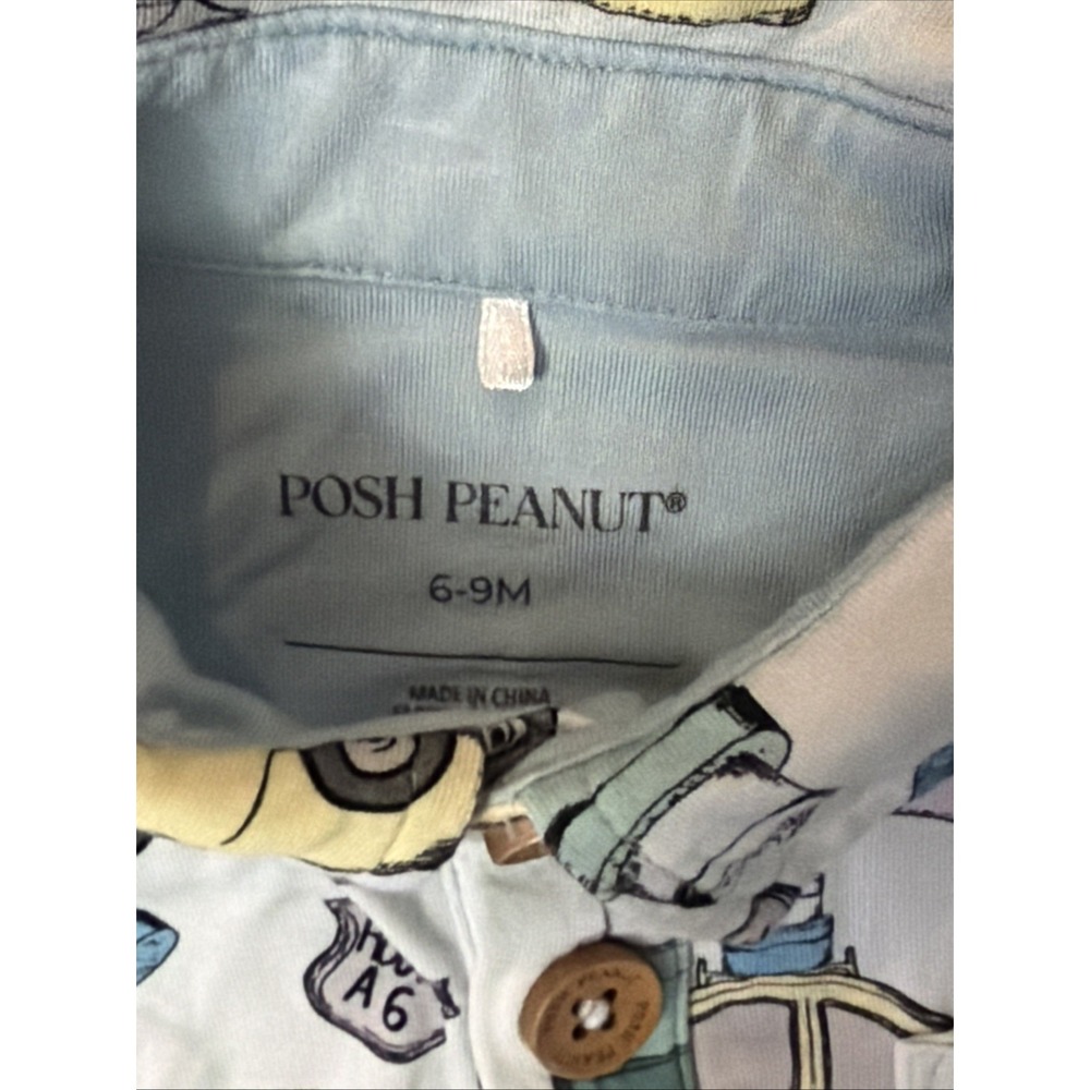 Posh Peanut Baby Boys 6-9 Months Automobiles S/s Romper Outfit Shorts - Picture 5 of 5